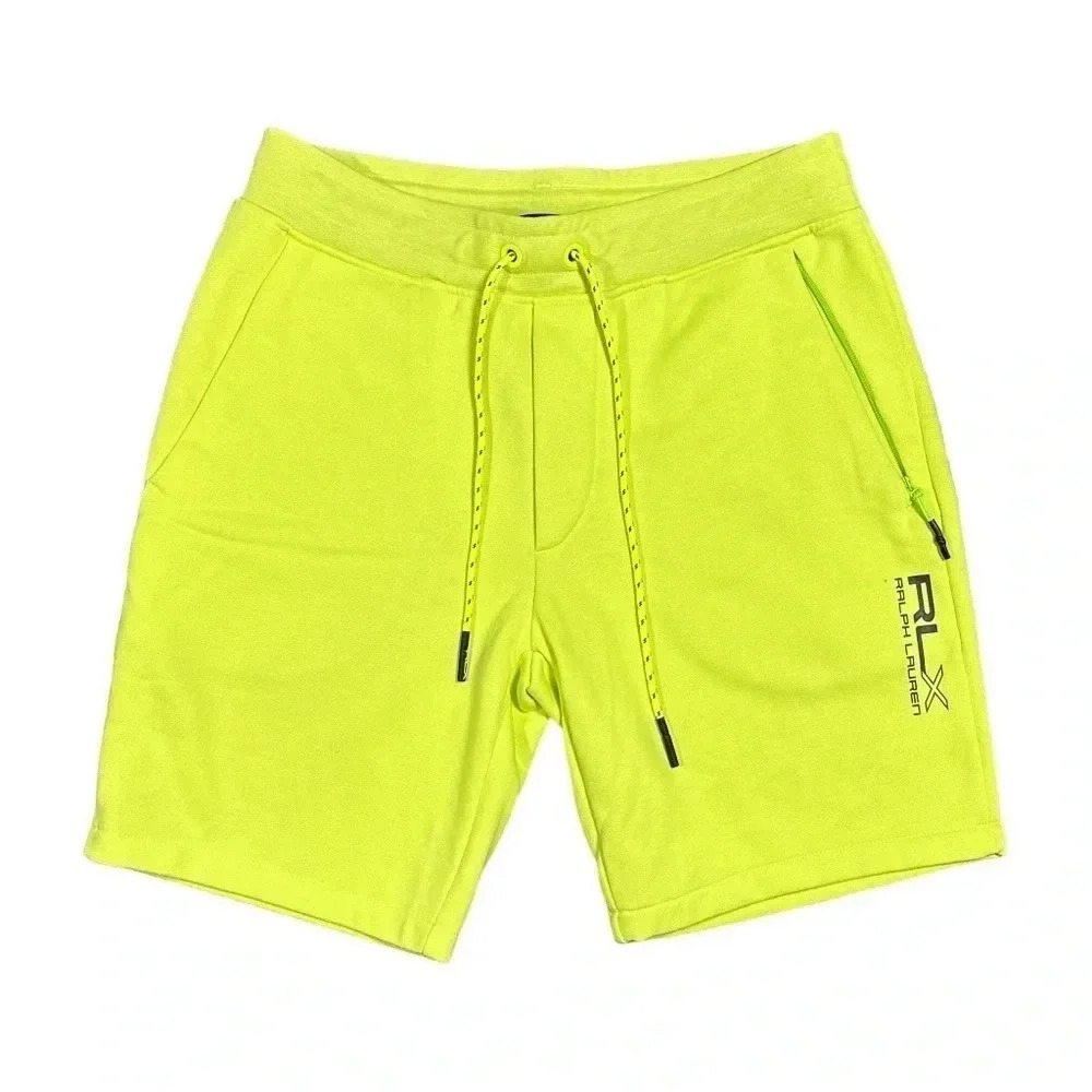 RLX Ralph Lauren Magic Fleece Neon Yellow Sweat Shorts Mens Small
